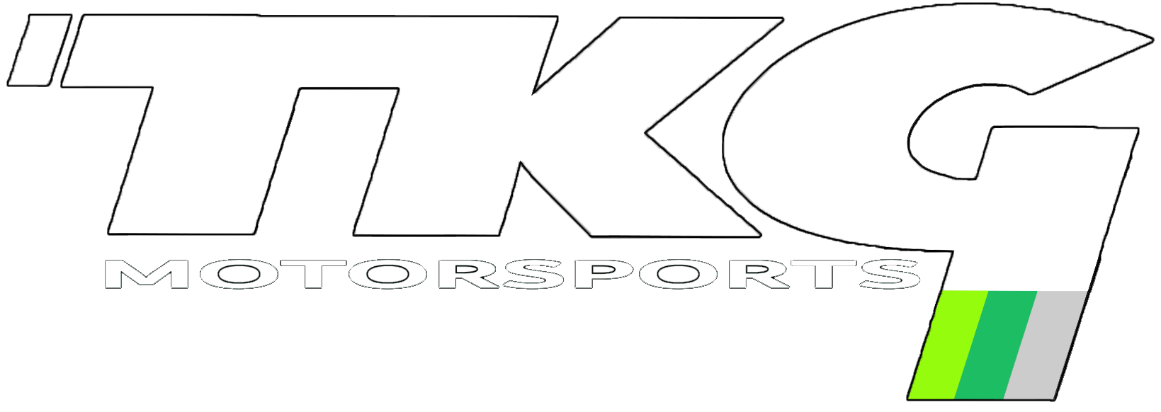 TKG Motorsports White Logo with Black Outline.